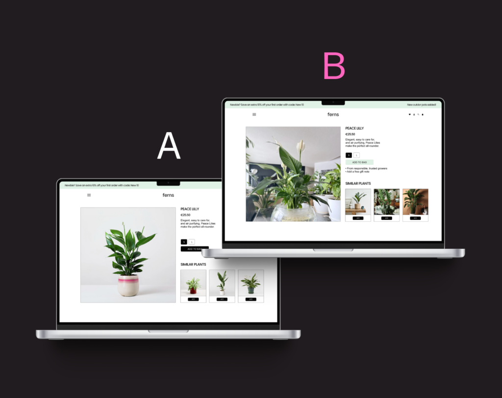 AB testing PDP product page