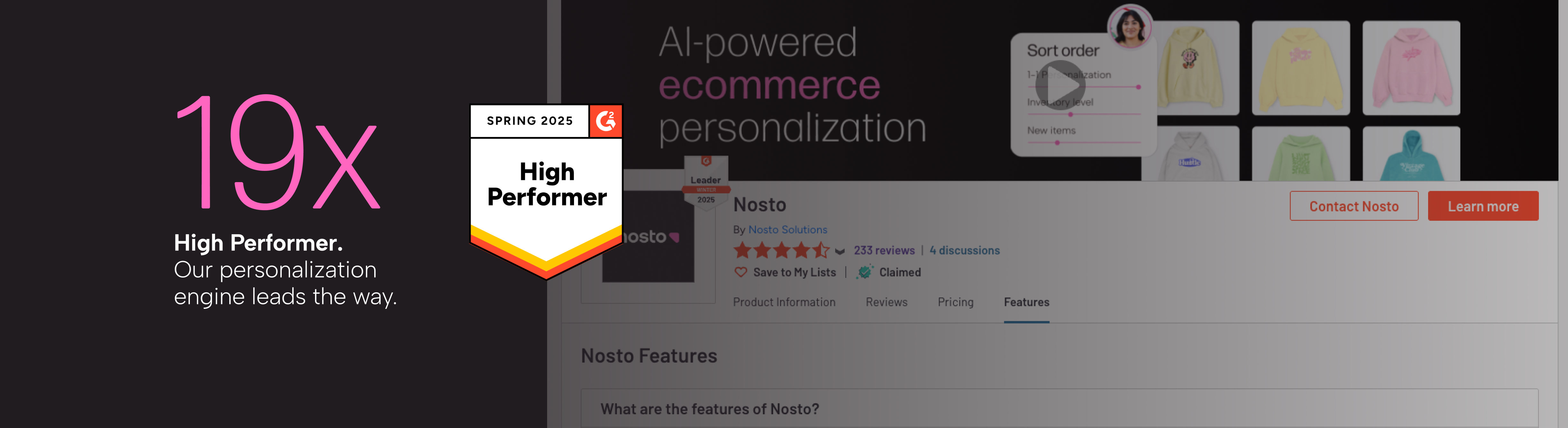 Nosto’s personalization offering named ‘High performer’ for the 19th consecutive time by global software reviews site, G2 Crowd