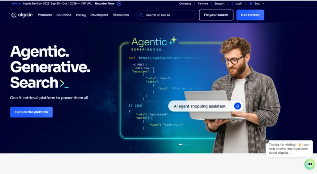 Algolia Homepage