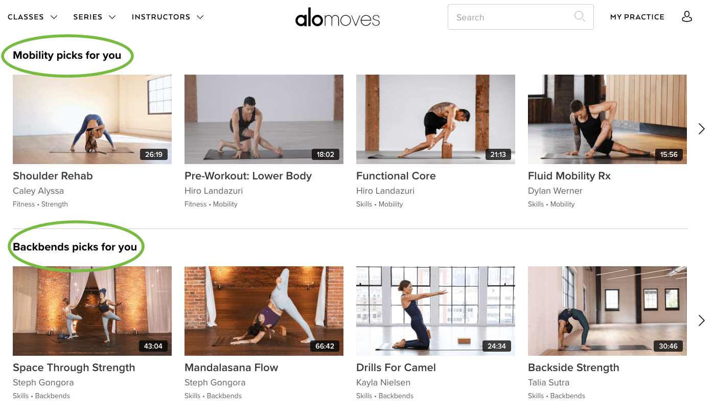 Alo Moves recommendations