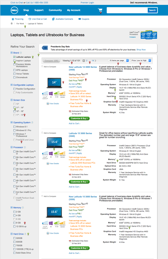 Dell columns category page