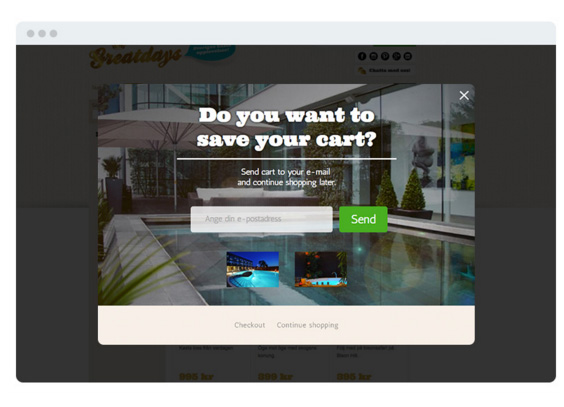 Save your cart pop-up Greatdays